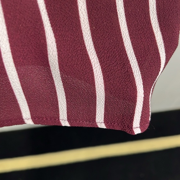 Ambiance Womens Jumpsuit M Burgundy/Cream Stretch Waist Adj Straps Wide Leg EUC - Picture 6 of 12